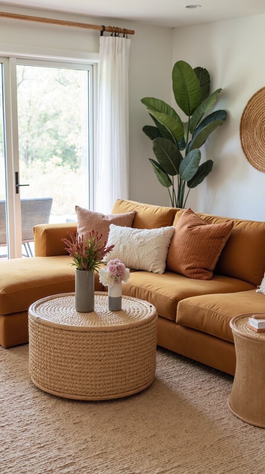 organic grounded inviting living room design