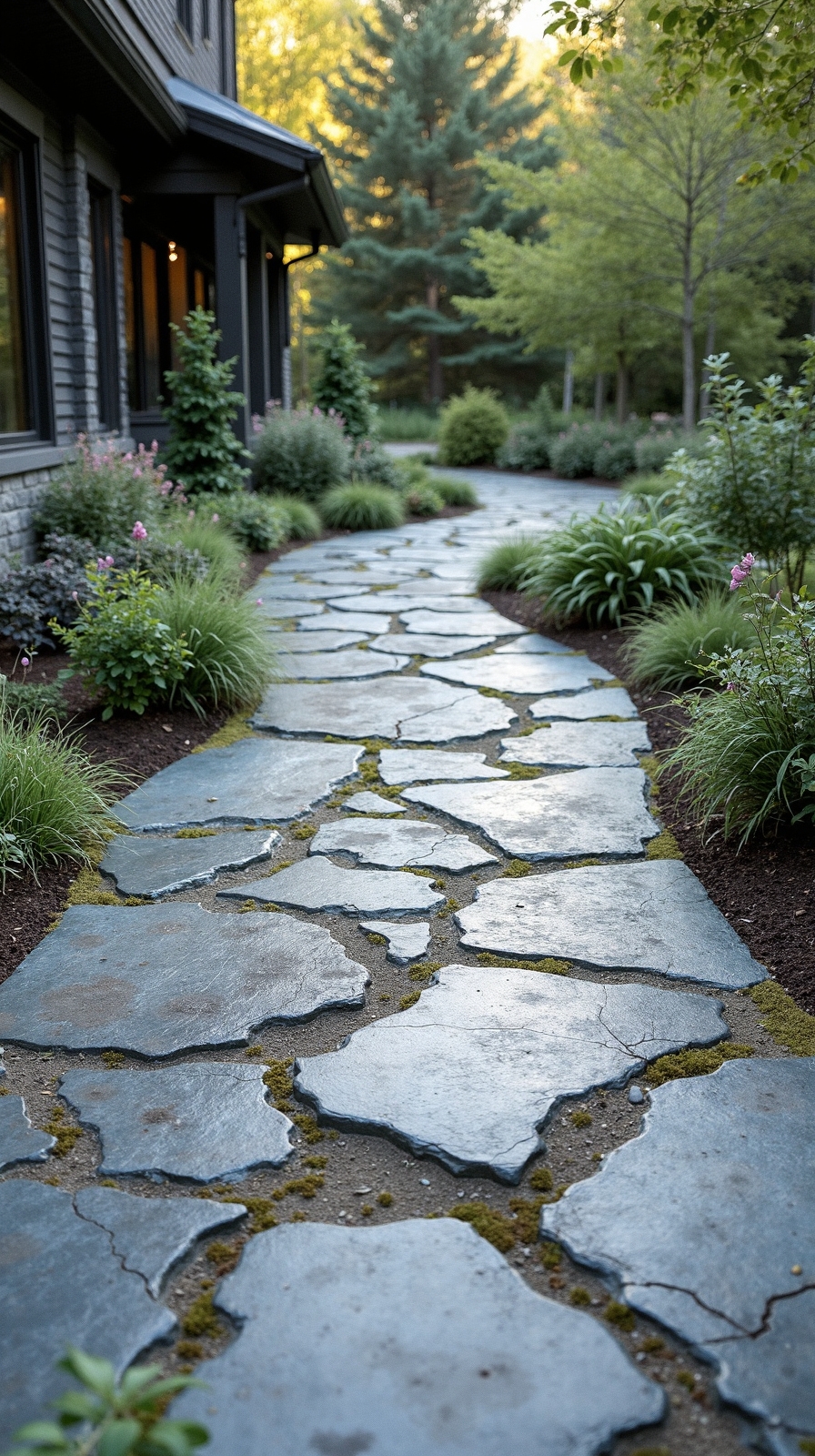 organic irregular natural edged flagstone patio