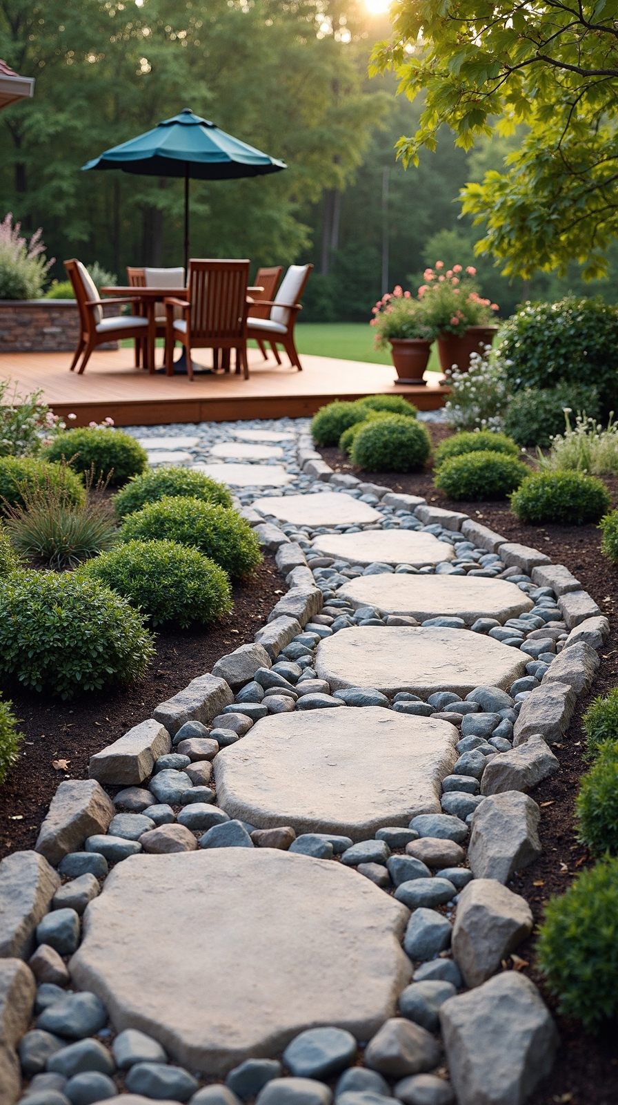 organic river rock walkway design