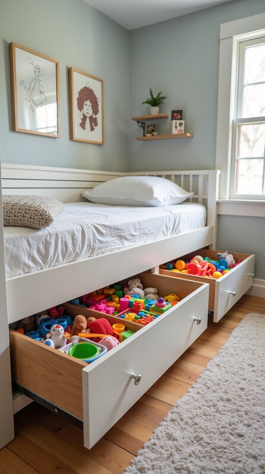 organize toys via under bed storage