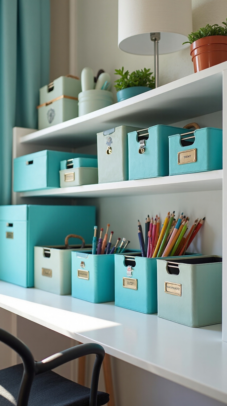 organized color coded home office system