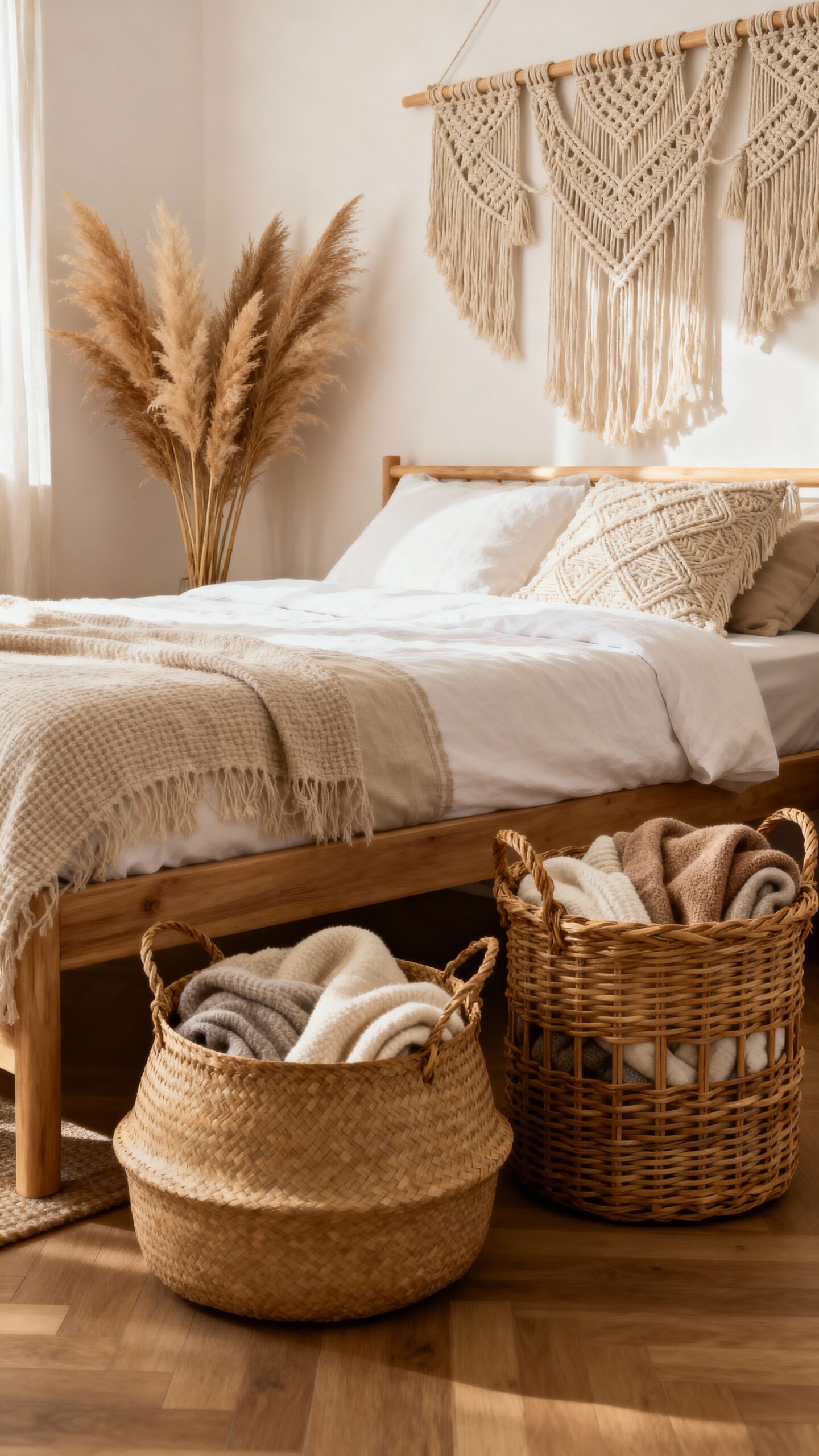 organized storage natural materials versatile baskets boho aesthetic