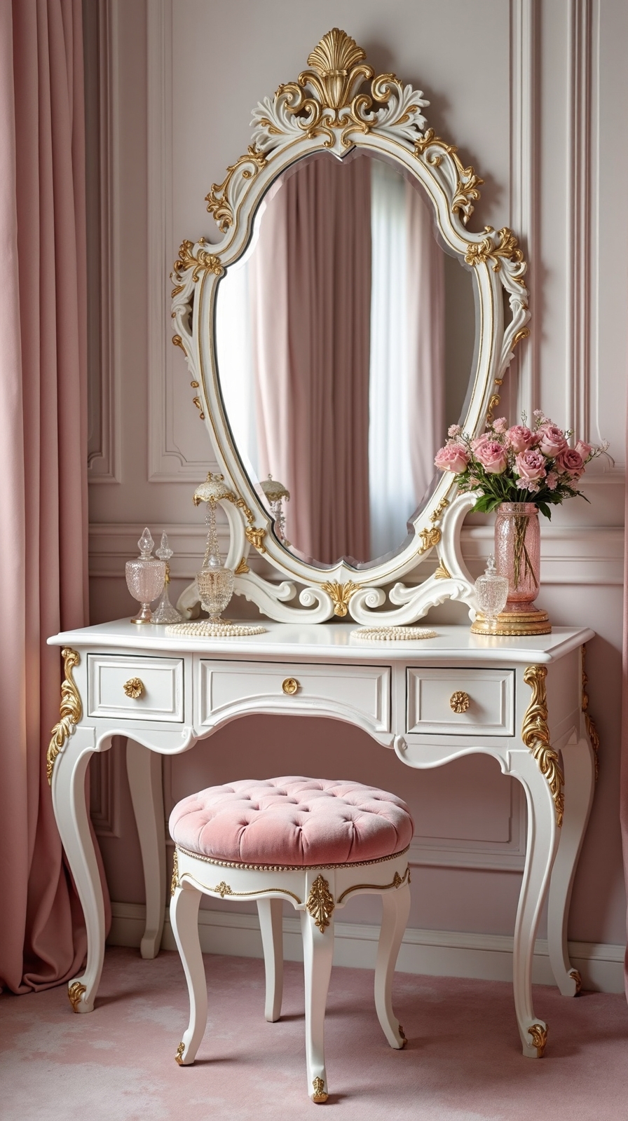 ornate elegant royal vanity area