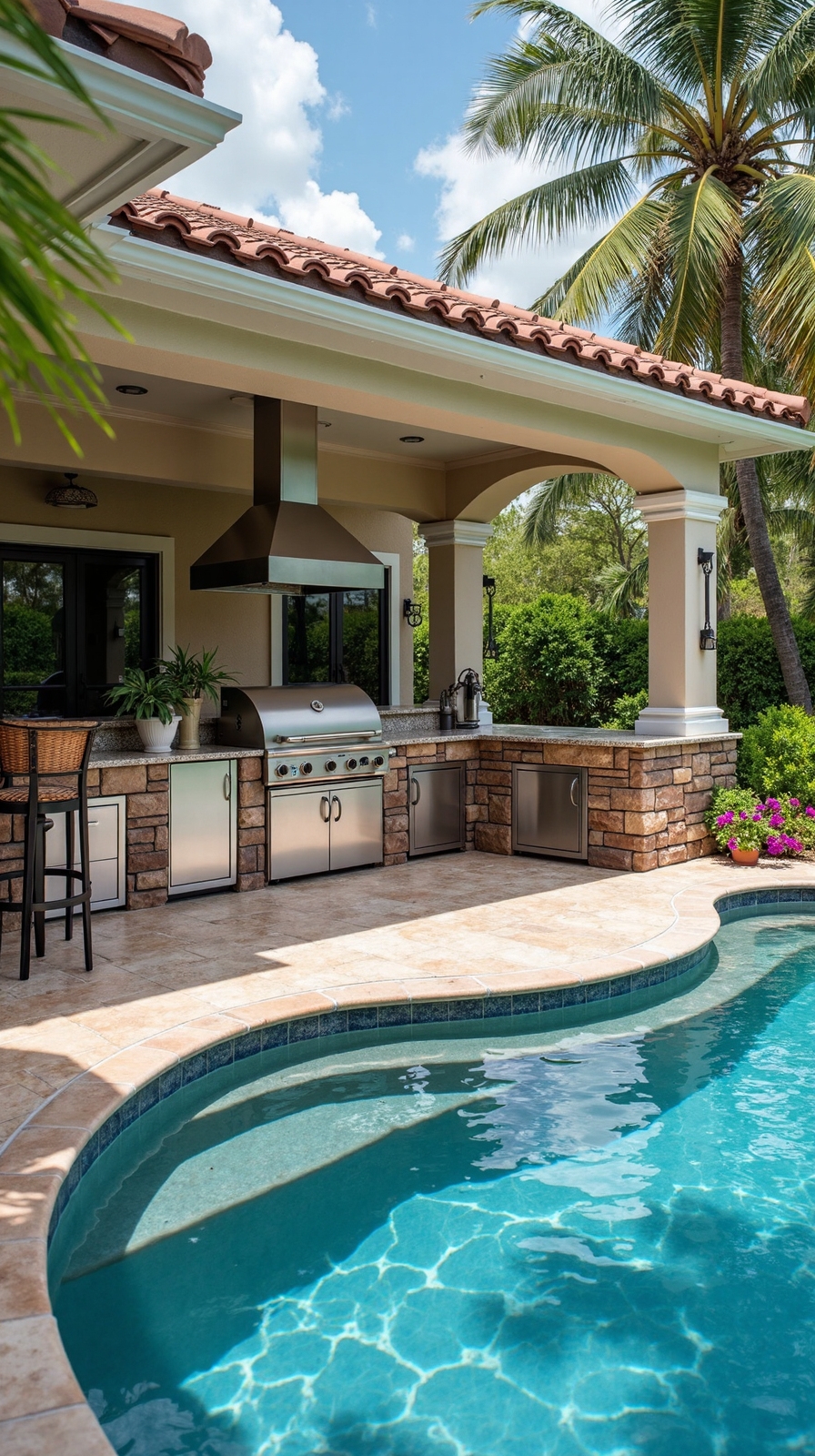 outdoor kitchen and bar entertainment hub