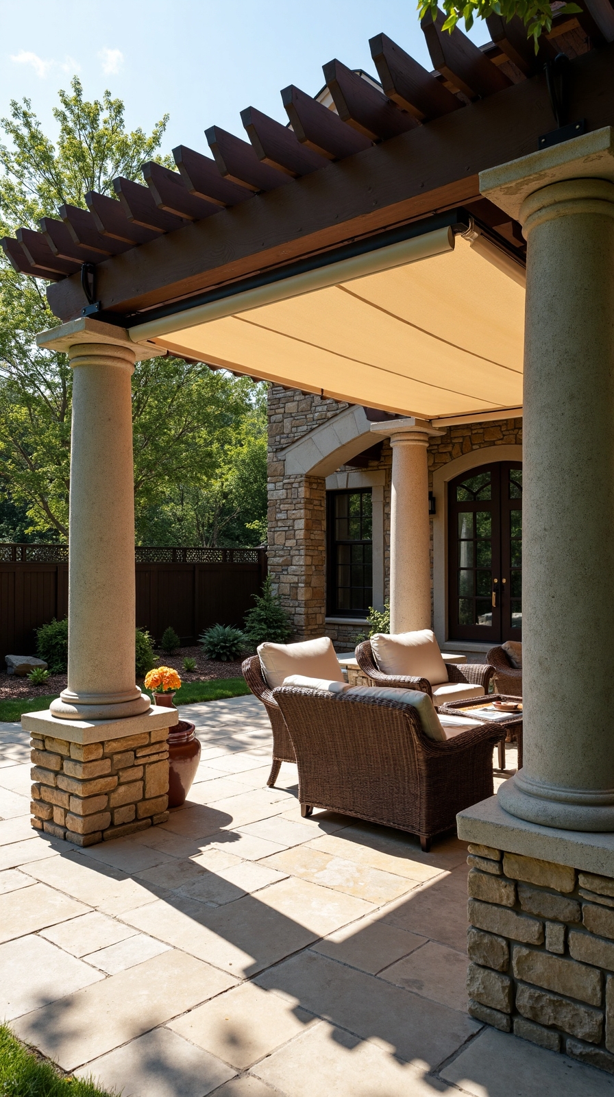 outdoor sanctuary with motorized shade
