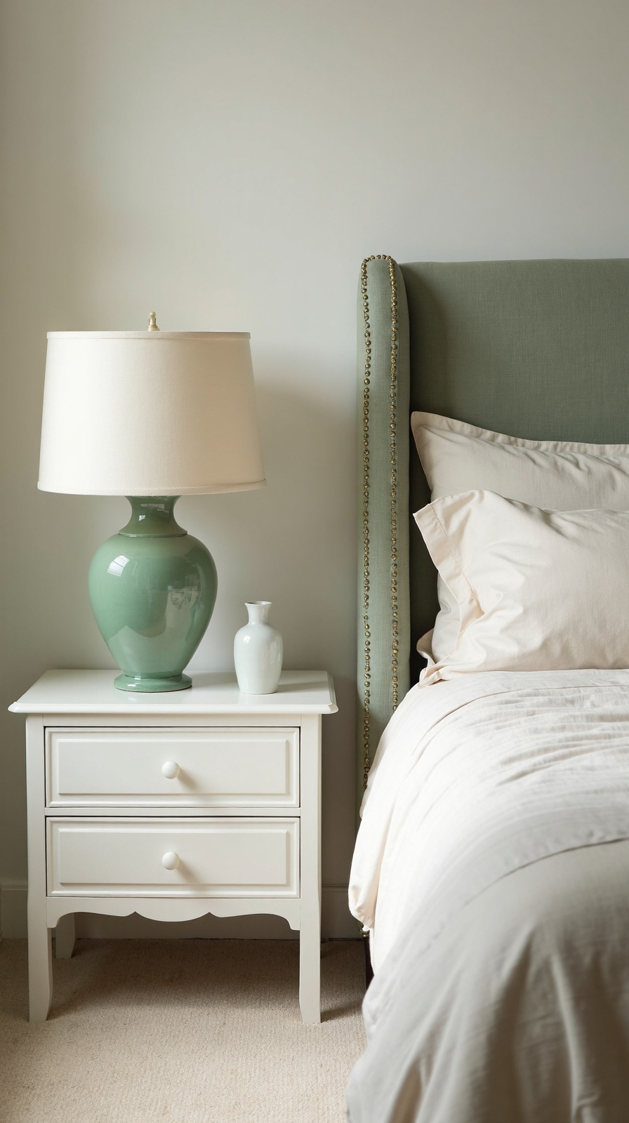 peaceful and tranquil sage green lighting