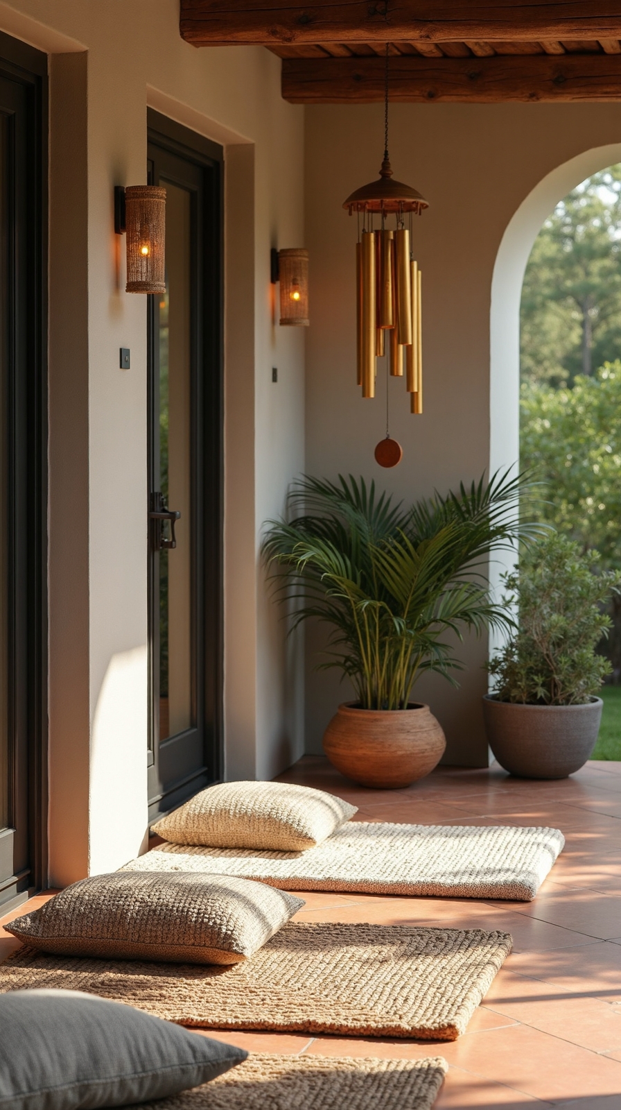 peaceful outdoor meditation sanctuary seating