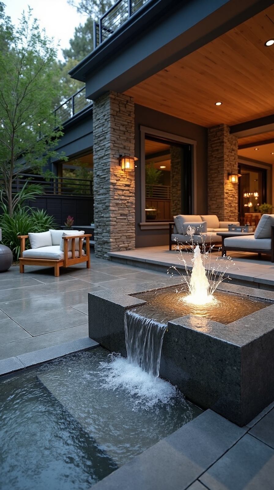peaceful patio water feature ambiance