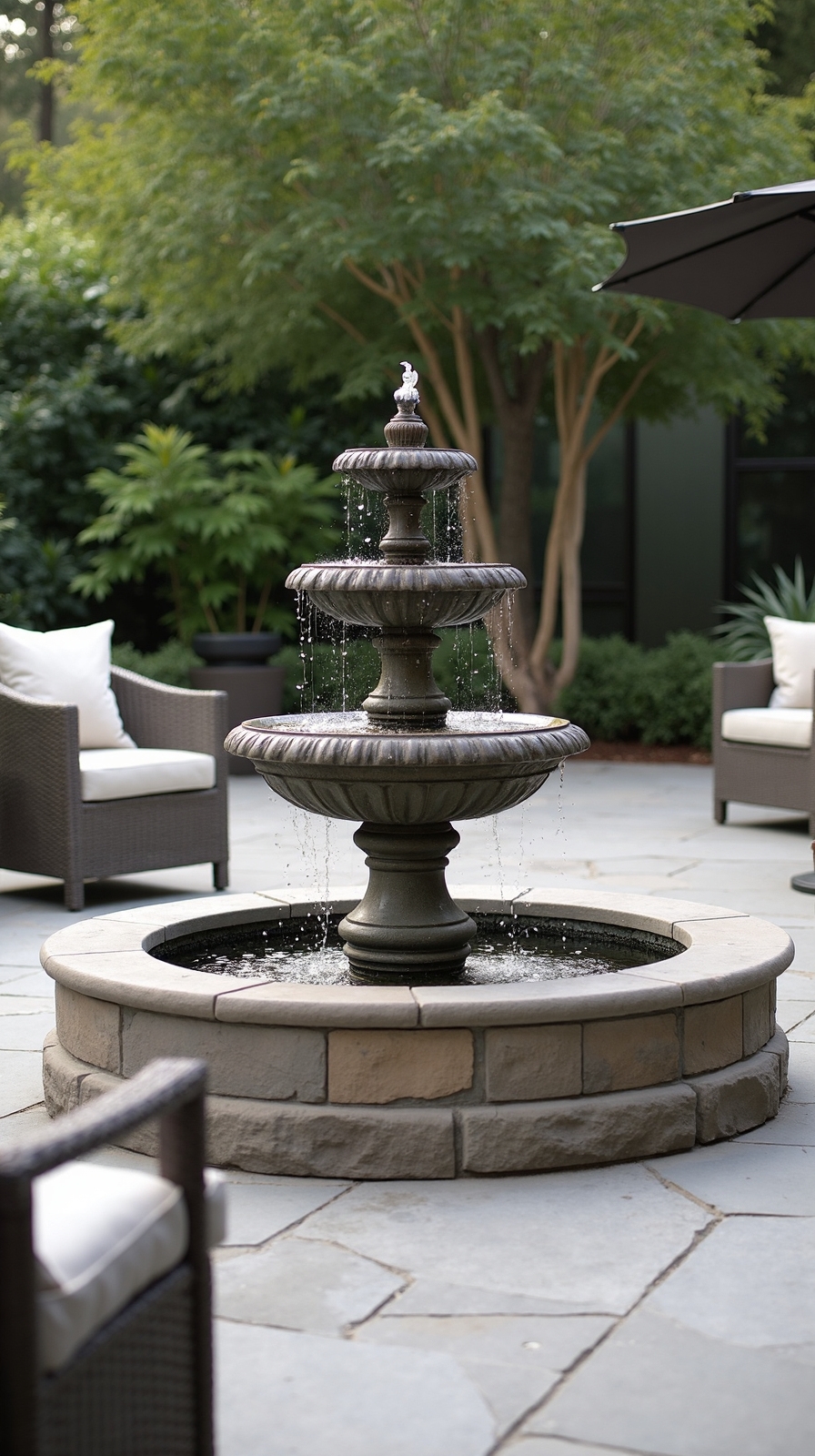 peaceful patio water sanctuary retreat