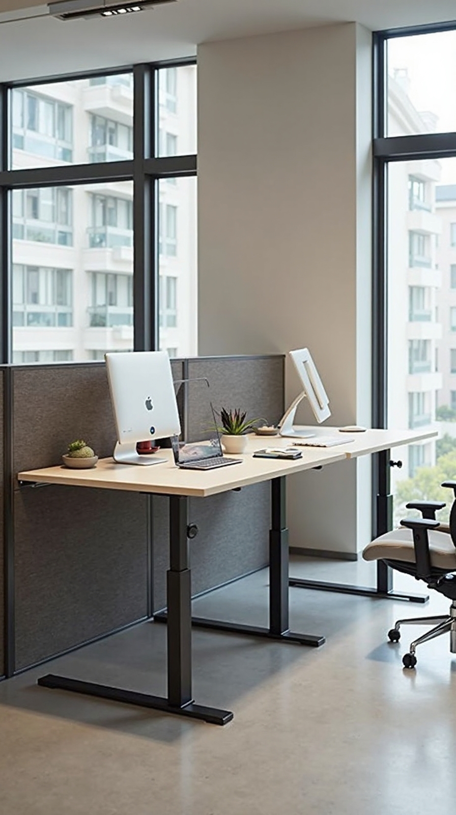 personalized height adjustable ergonomic workstations for dual users