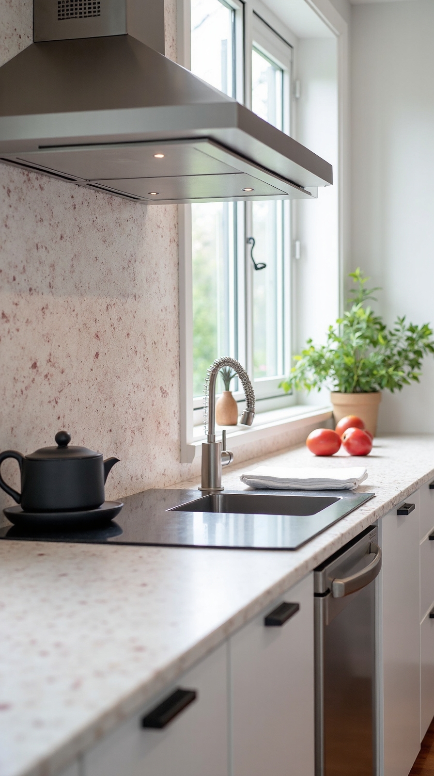 pink flecked terrazzo tiles