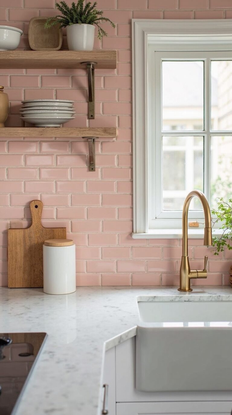 playful pink kitchen tiles inspiration