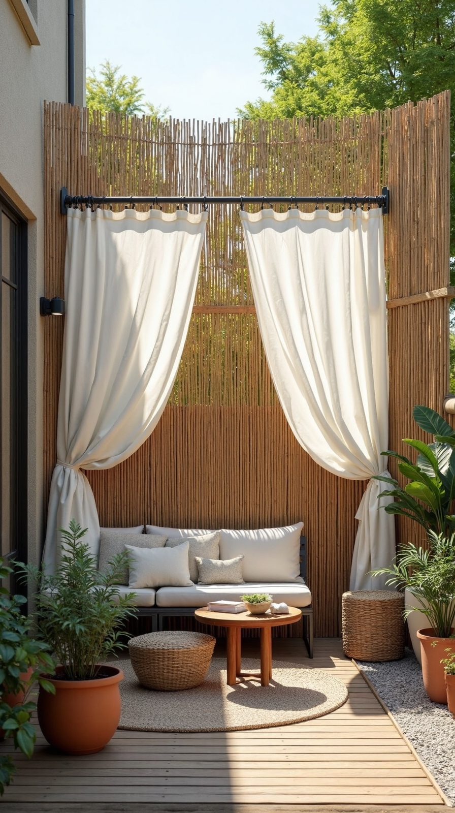 privacy through bamboo screens