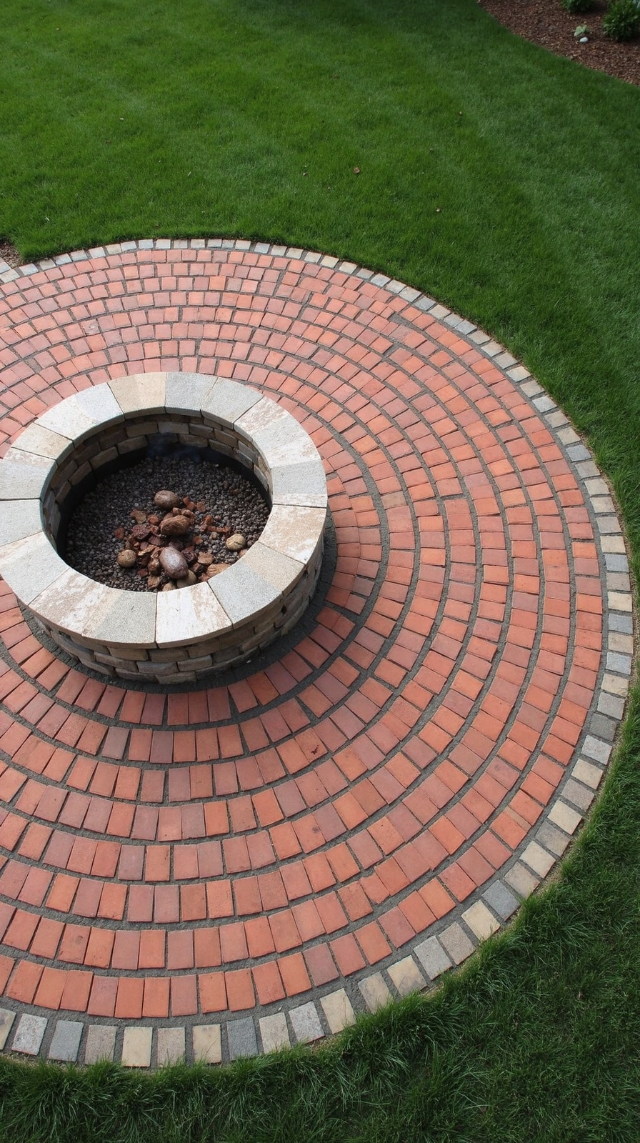 radial brick pattern around fire pit