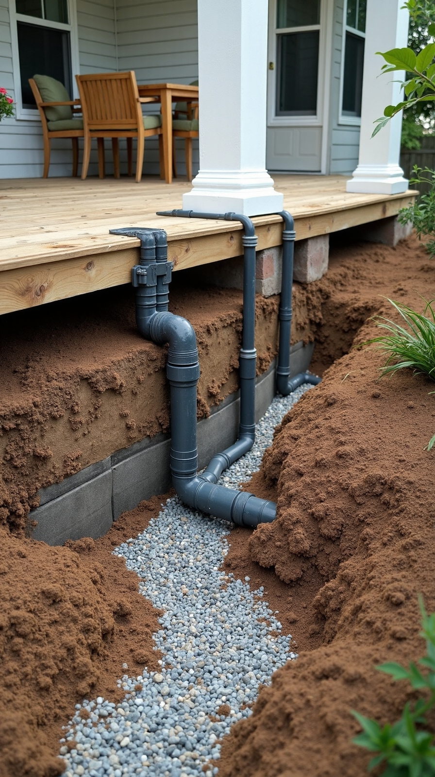 redirect water through underground pipes