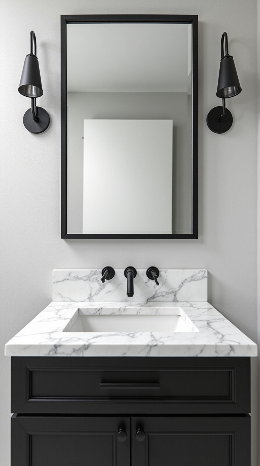 refined contrasting durable intentional bathroom design