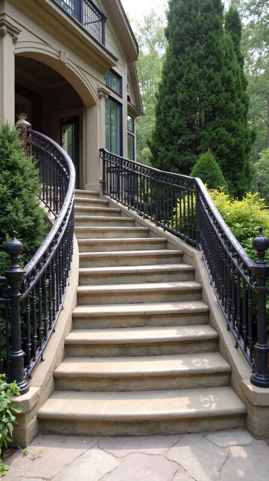 refined curved stone stairway design