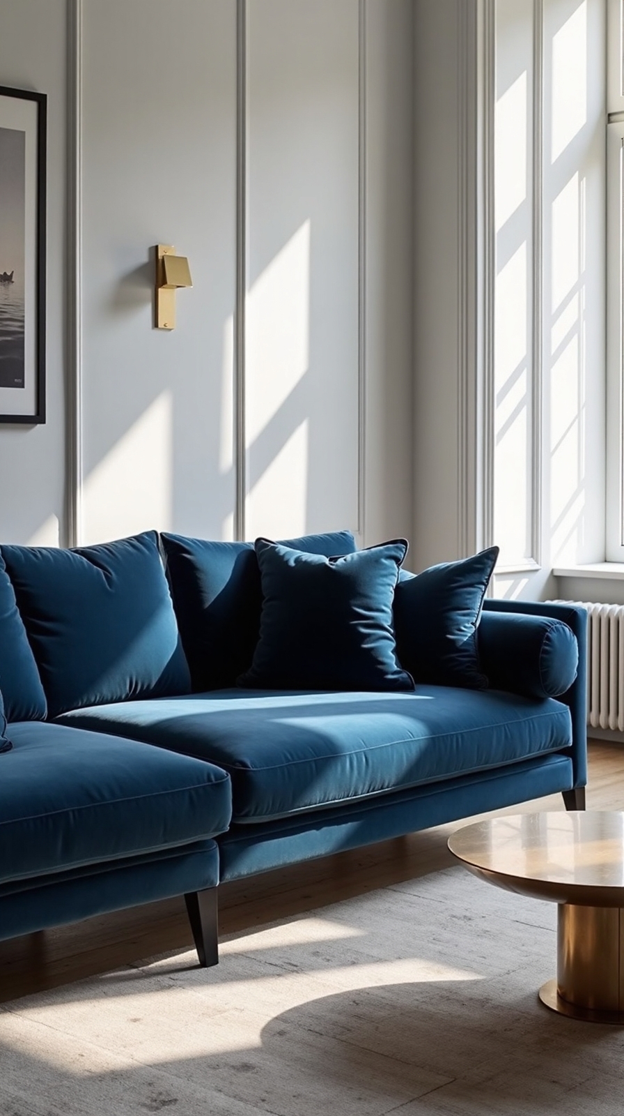 refined elegance through navy velvet contrast