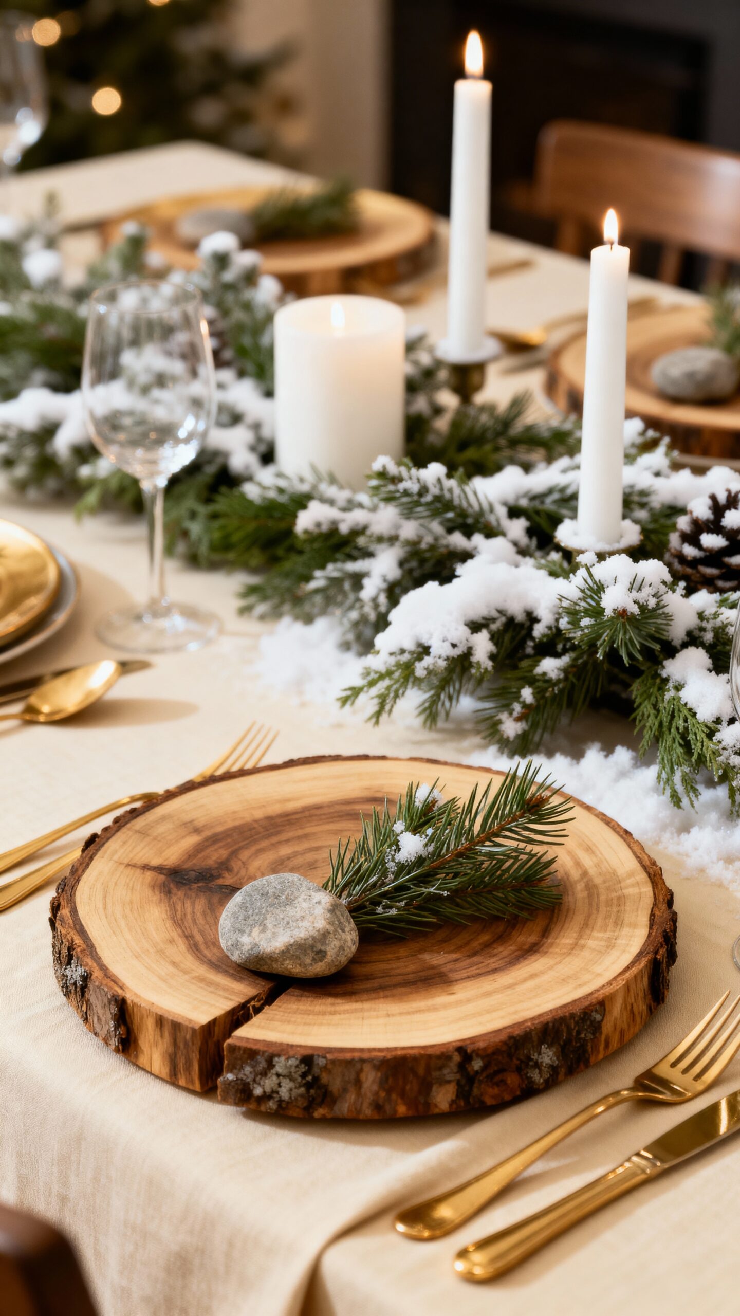 refined rustic winter tablescape design