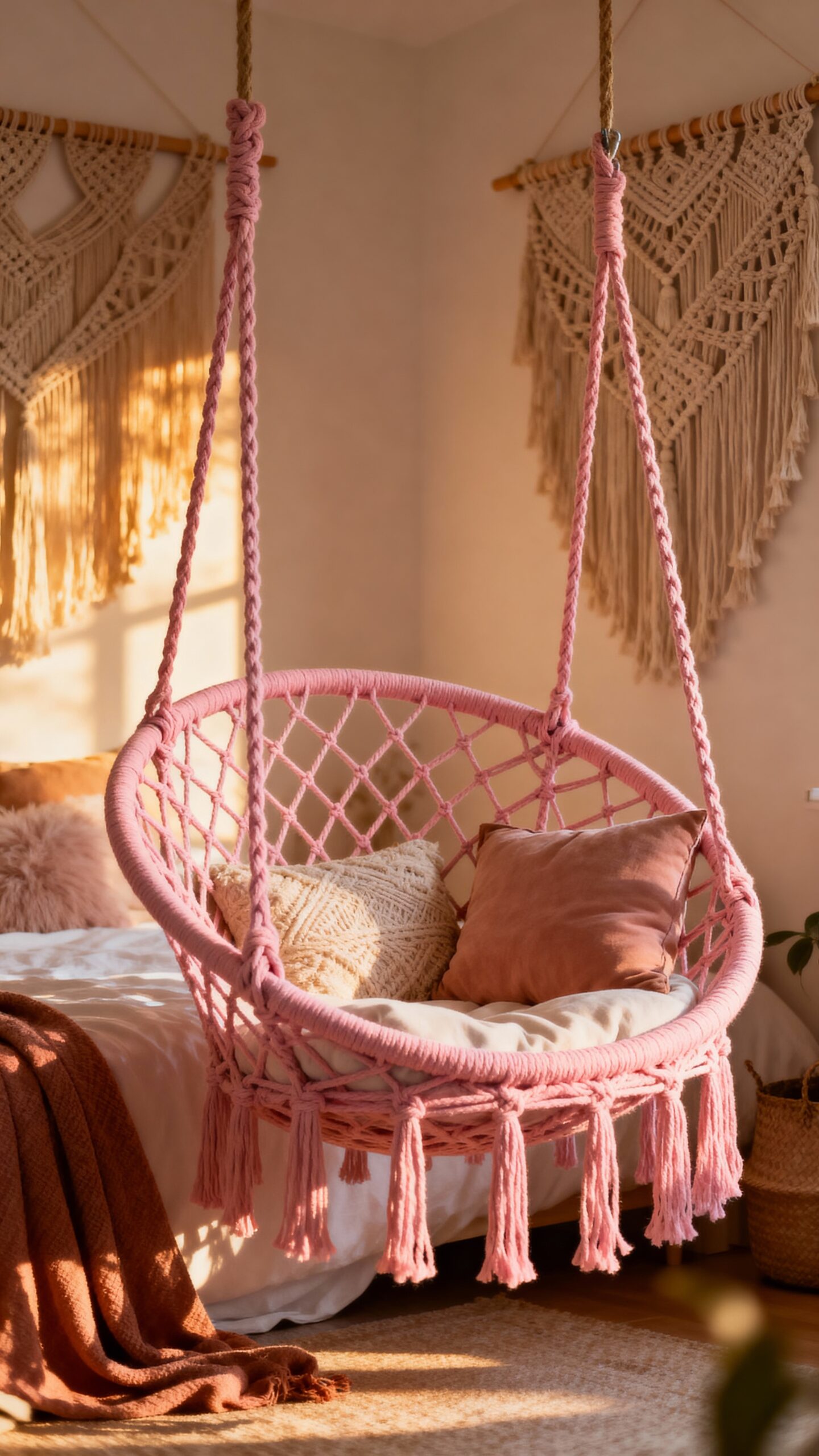 relaxing boho suspended pink