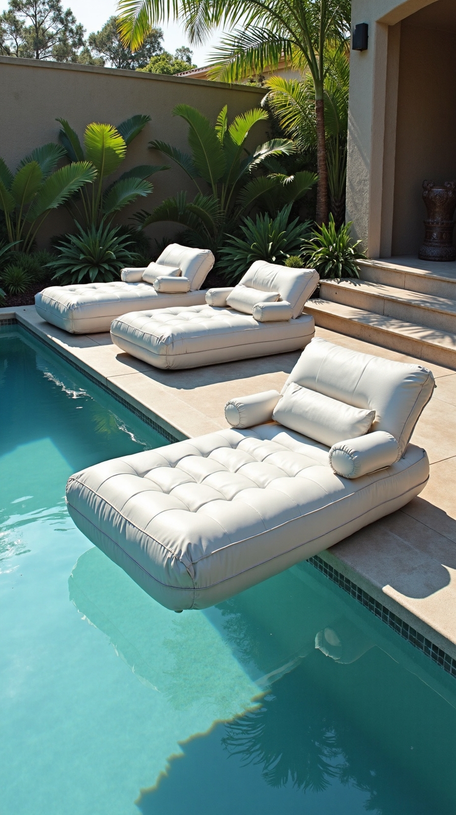 relaxing cool supportive floating pool loungers
