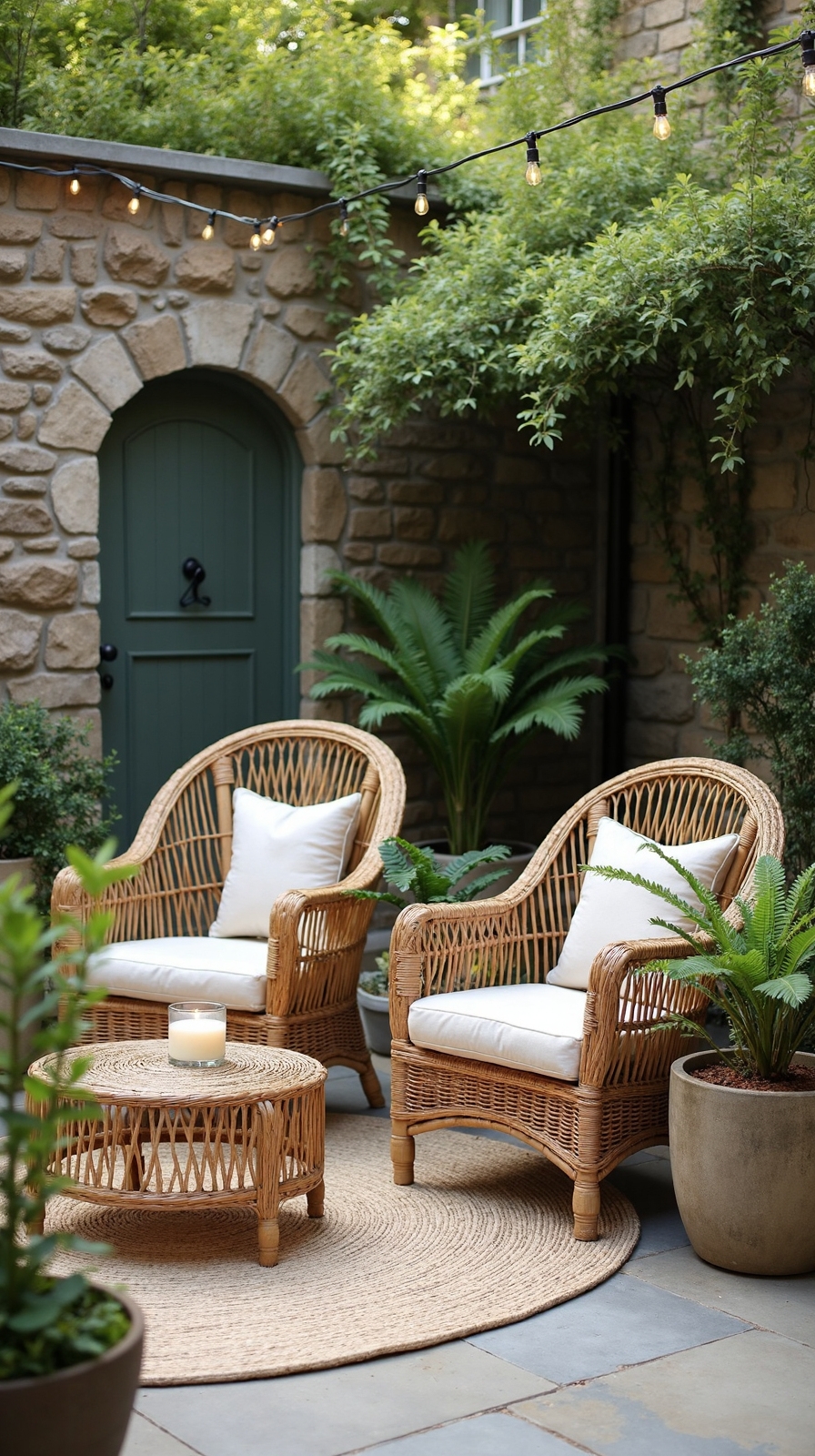 relaxing natural wicker patio retreat