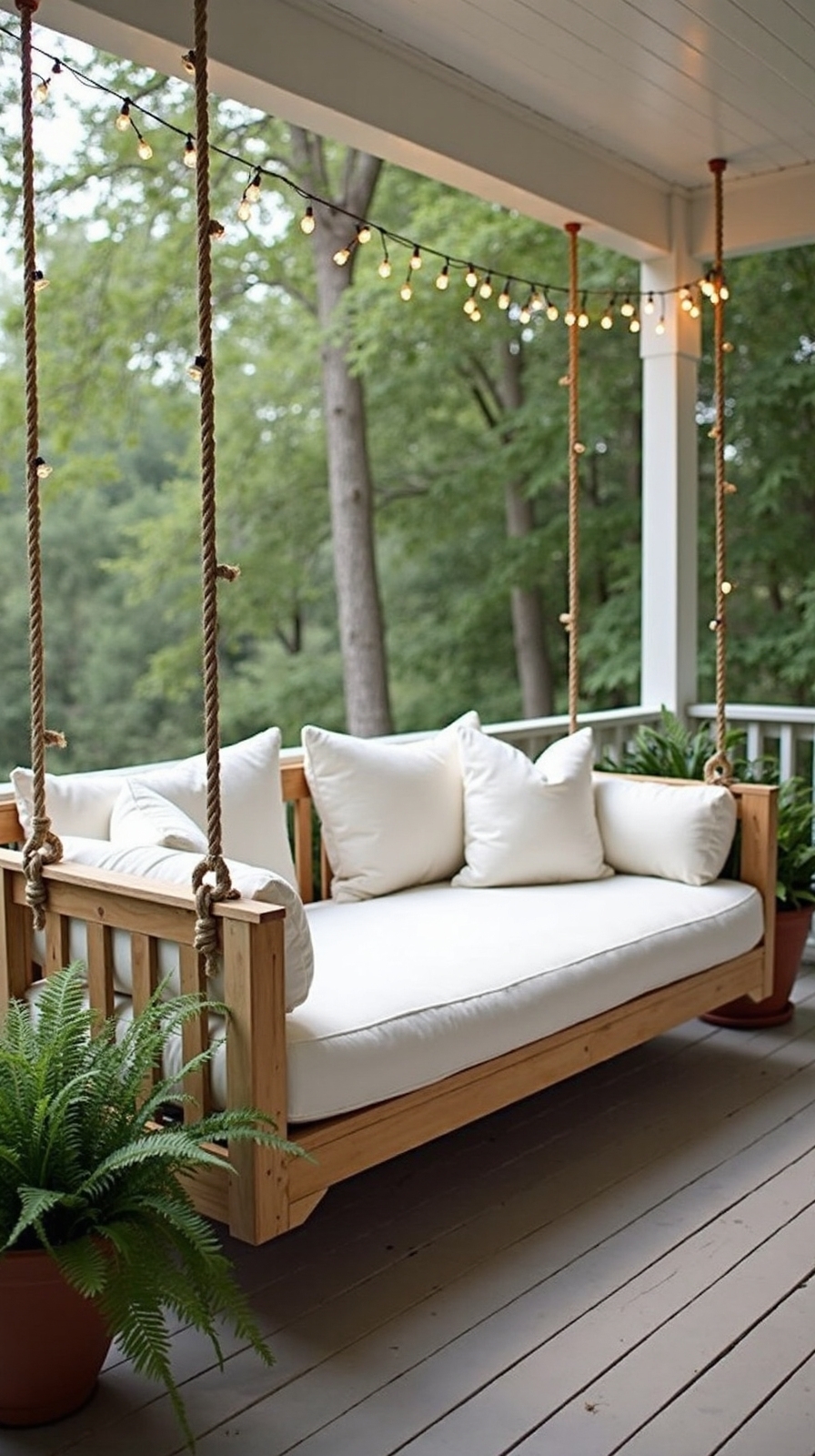 relaxing outdoor hanging daybed retreat