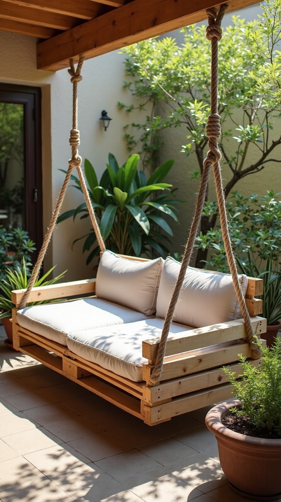 repurposed pallet hanging daybed swing