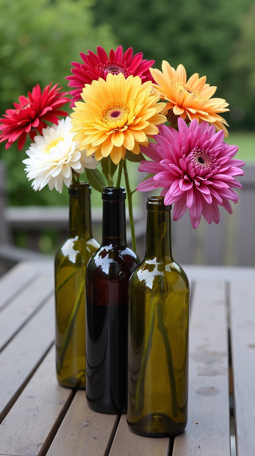repurposed wine bottles make eco friendly vases