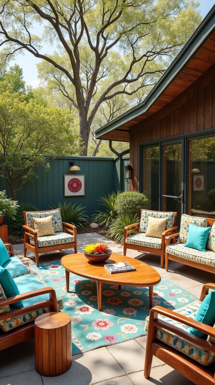 retro geometric patio furniture statement