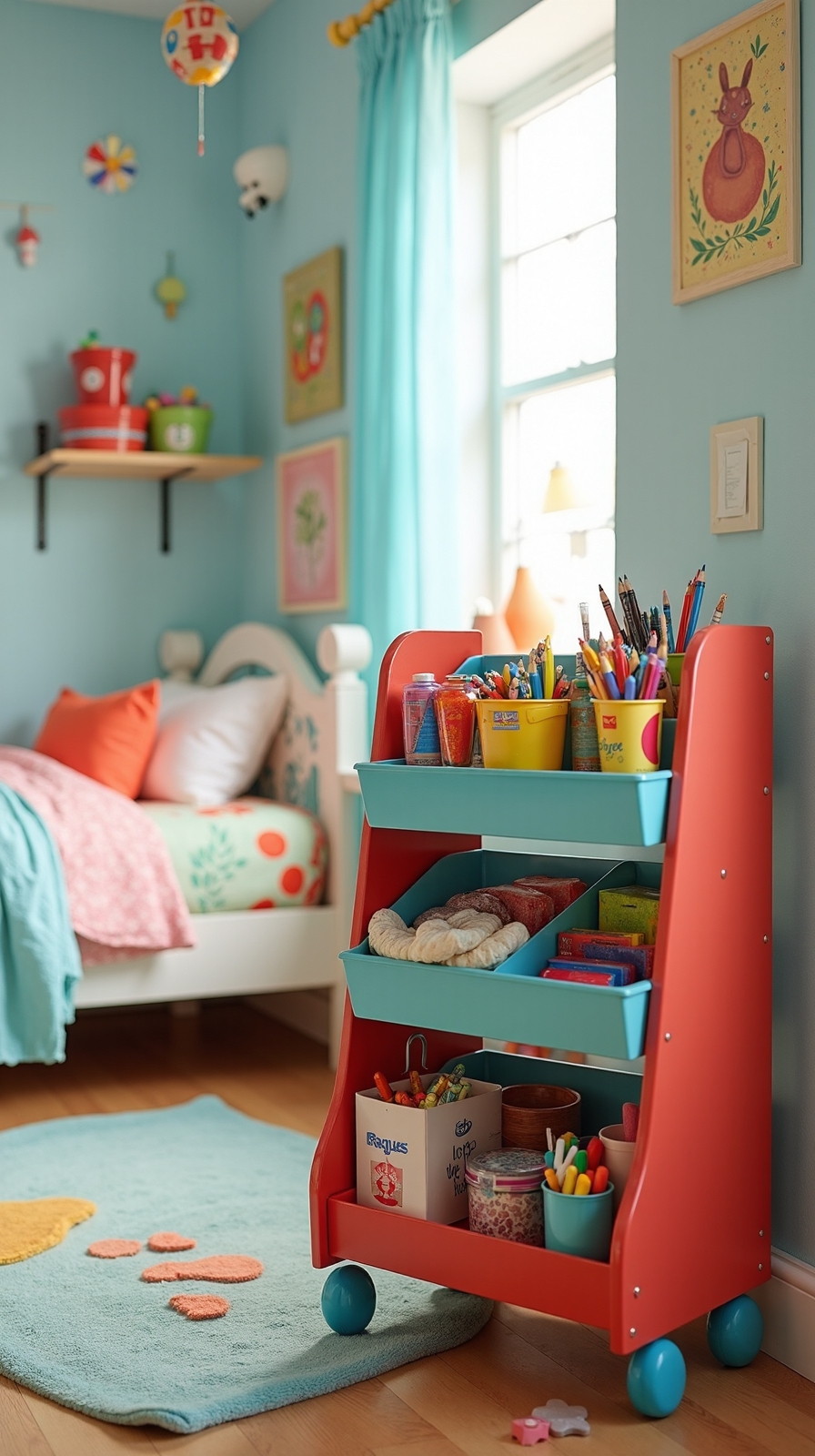 rolling mobile art carts