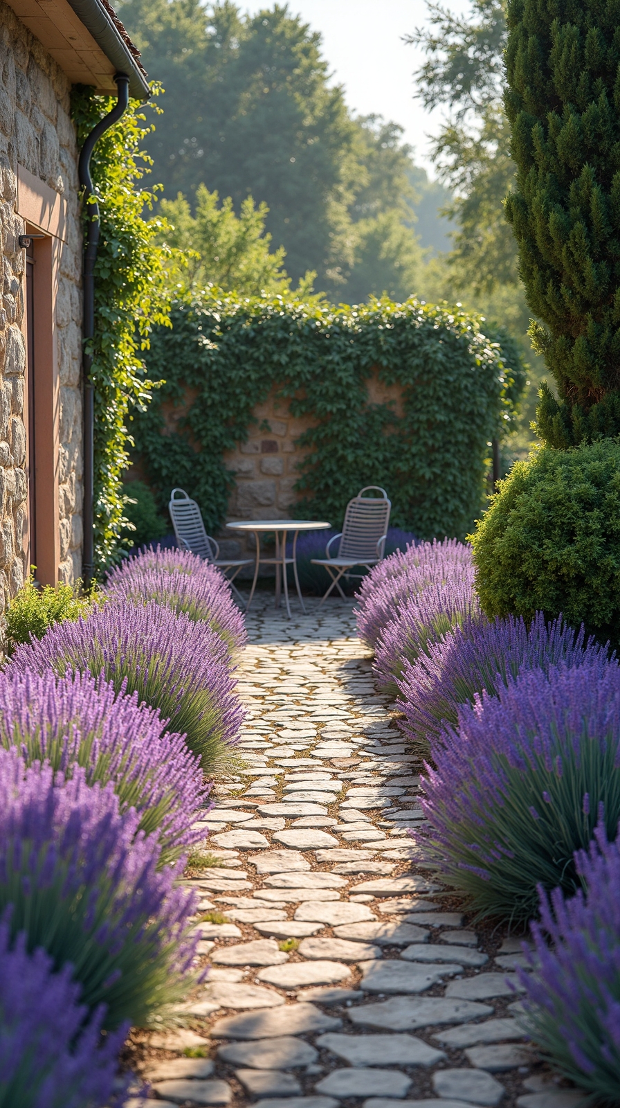 romantic fragrant provence inspired garden pathway
