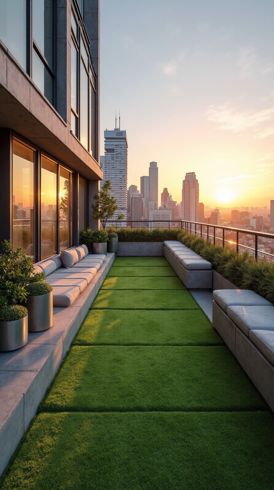 rooftop oasis with built in seating