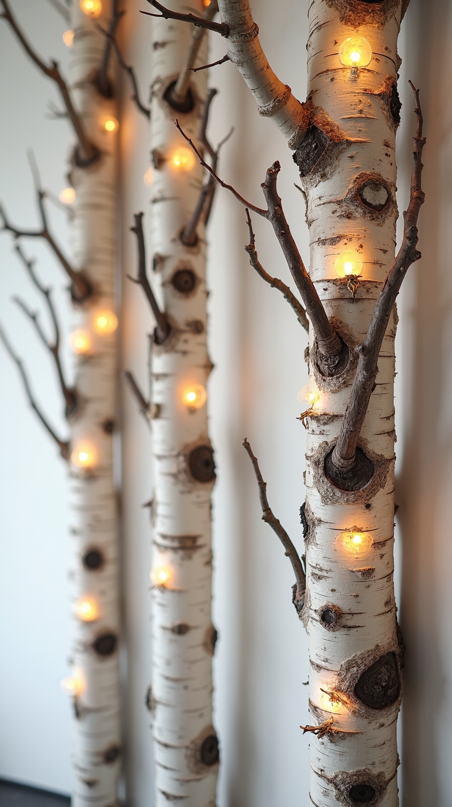 rustic birch log accent walls