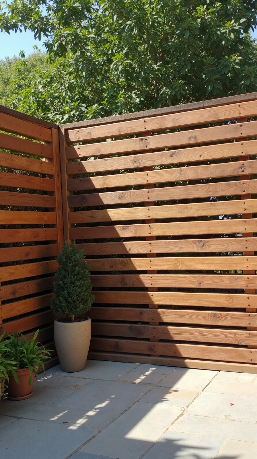 rustic cedar natural horizontal slat screens