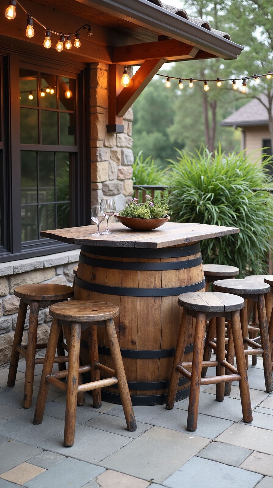 rustic charm wine barrel bar