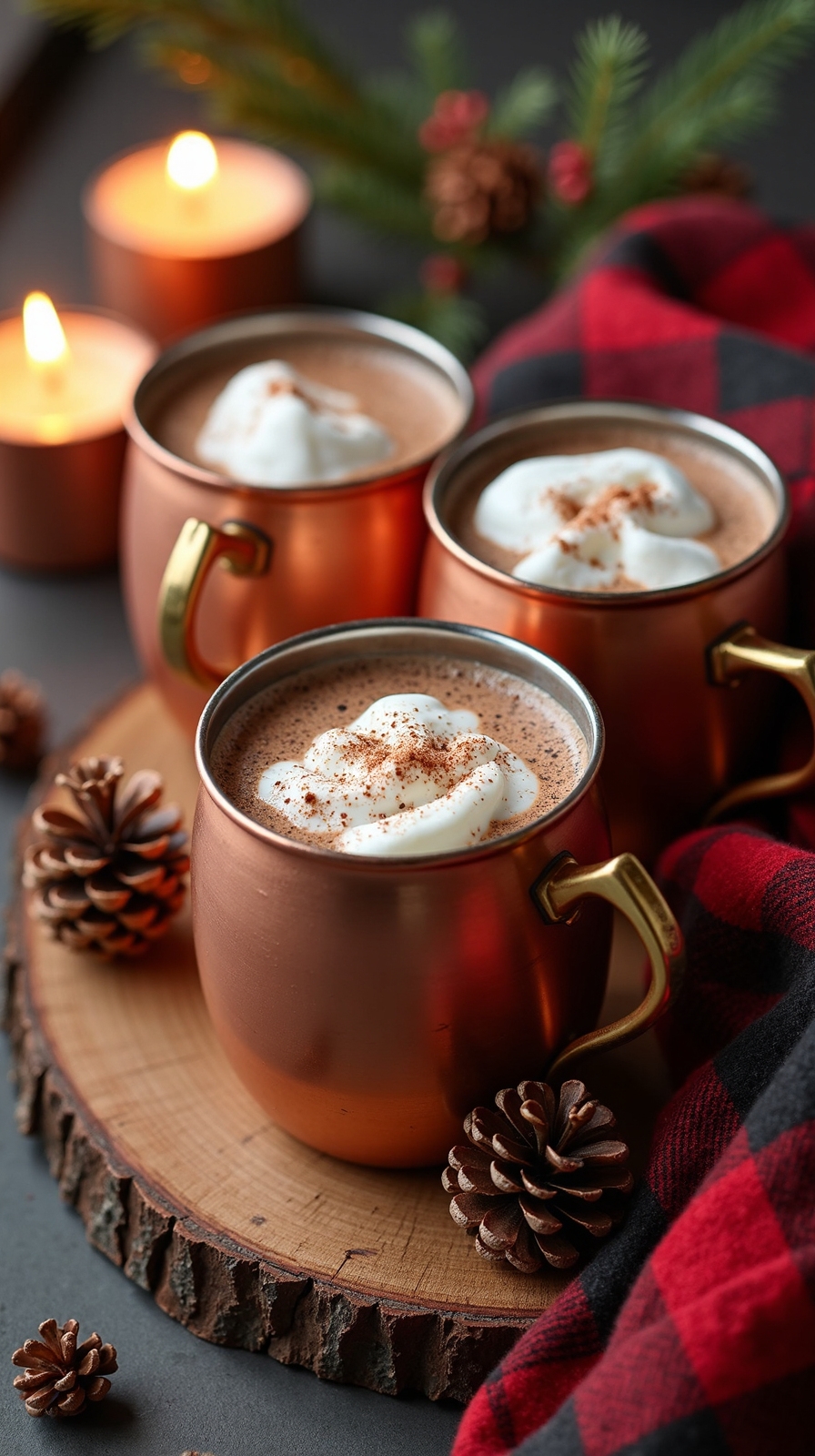 rustic copper mugs for cozy warmth