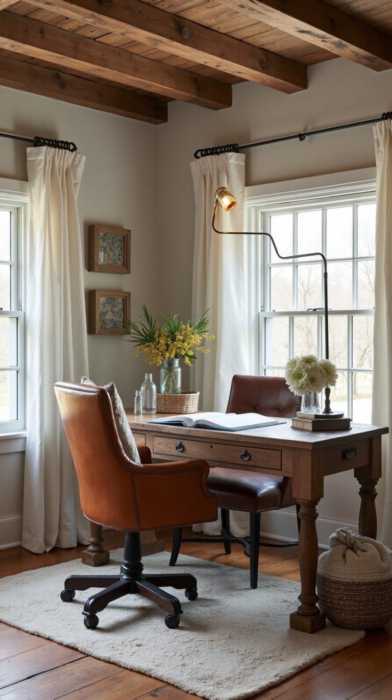 rustic cozy farmhouse office ideas
