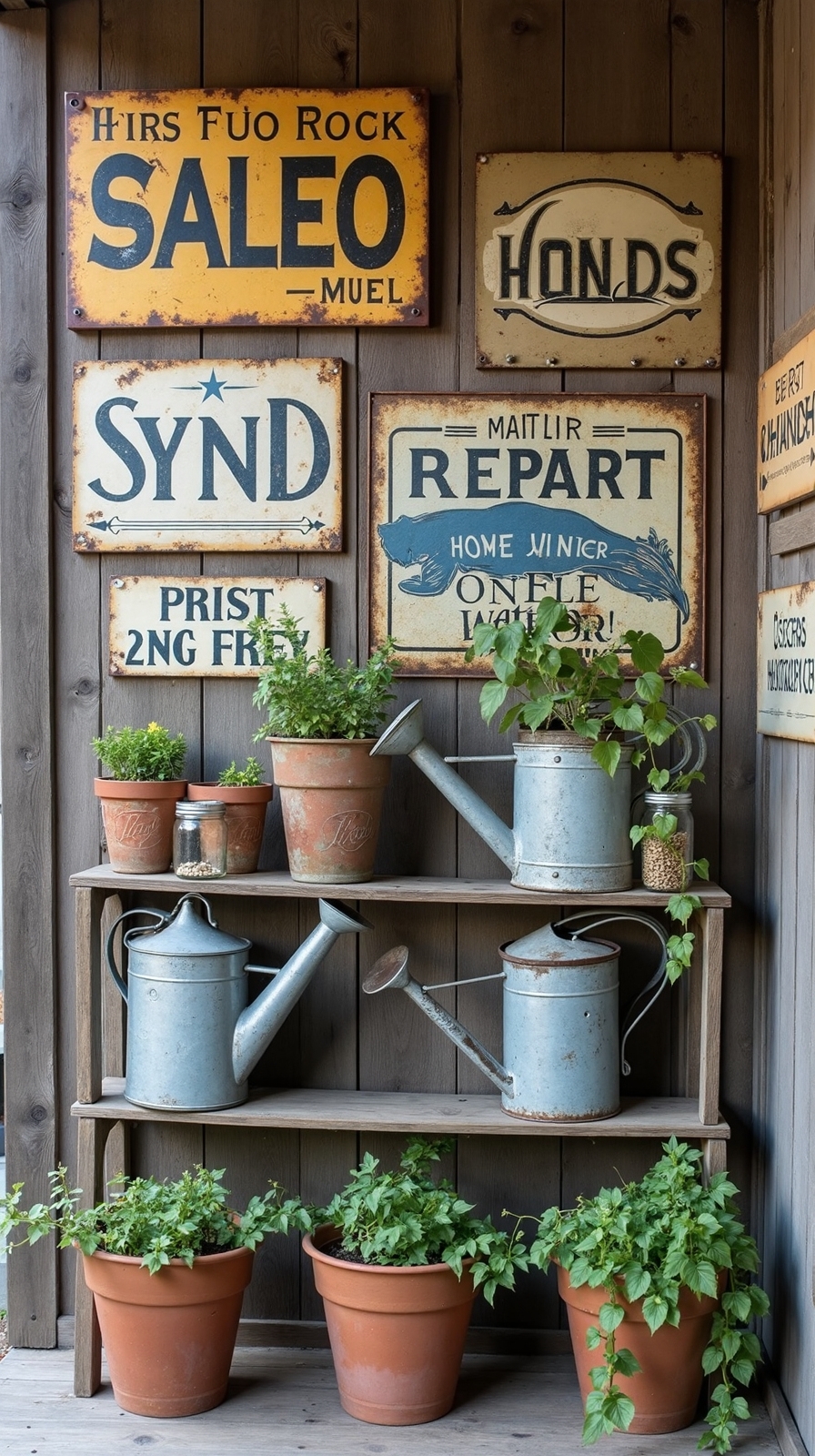 rustic farmhouse decor with vintage signs