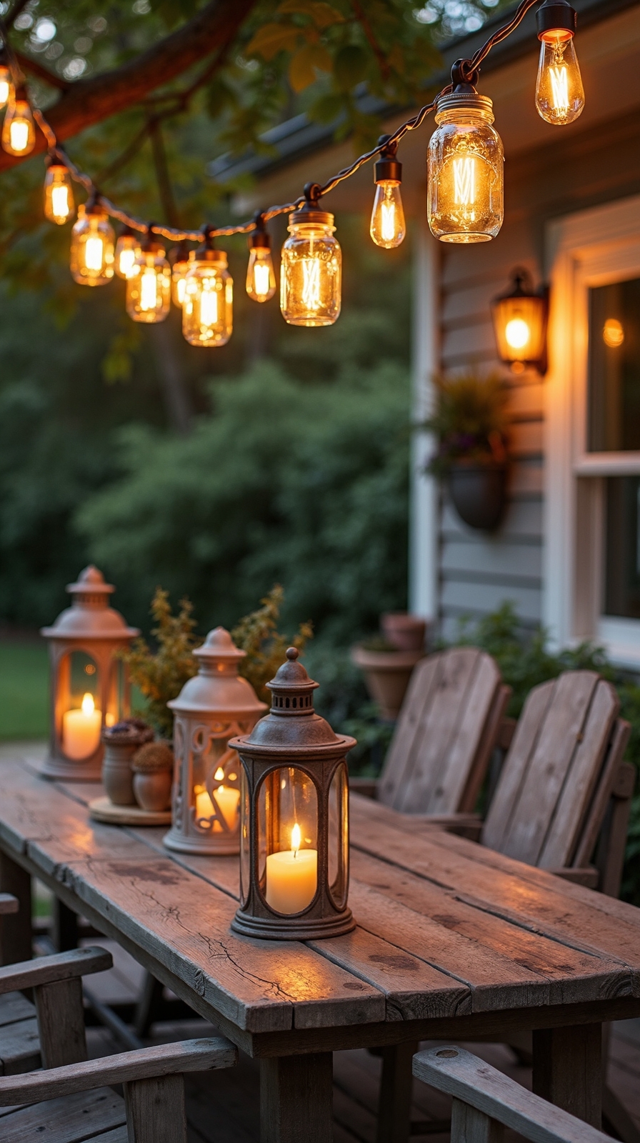 rustic farmhouse patio ambiance lighting