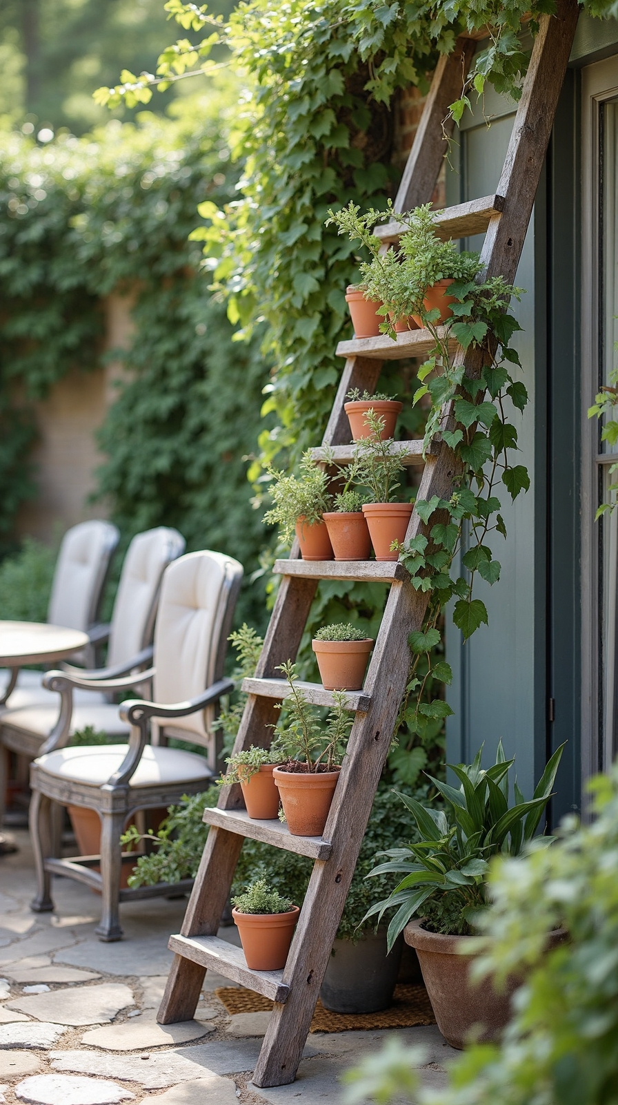 rustic farmhouse patio plant displays