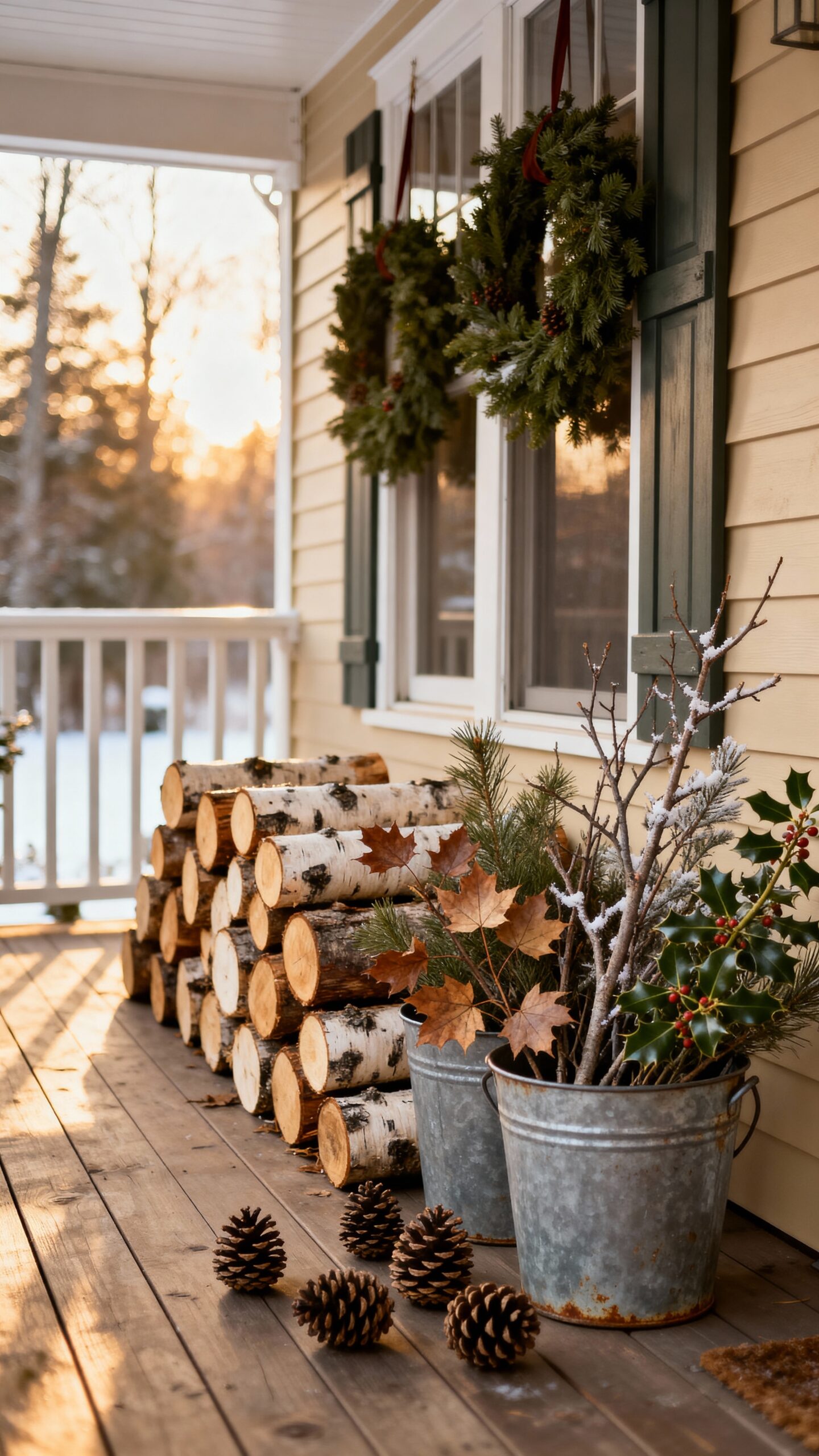 rustic firewood porch displays