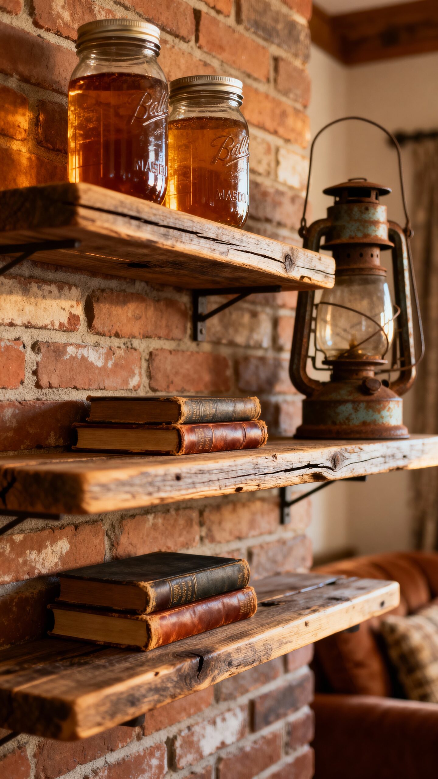 rustic floating shelves maximize storage