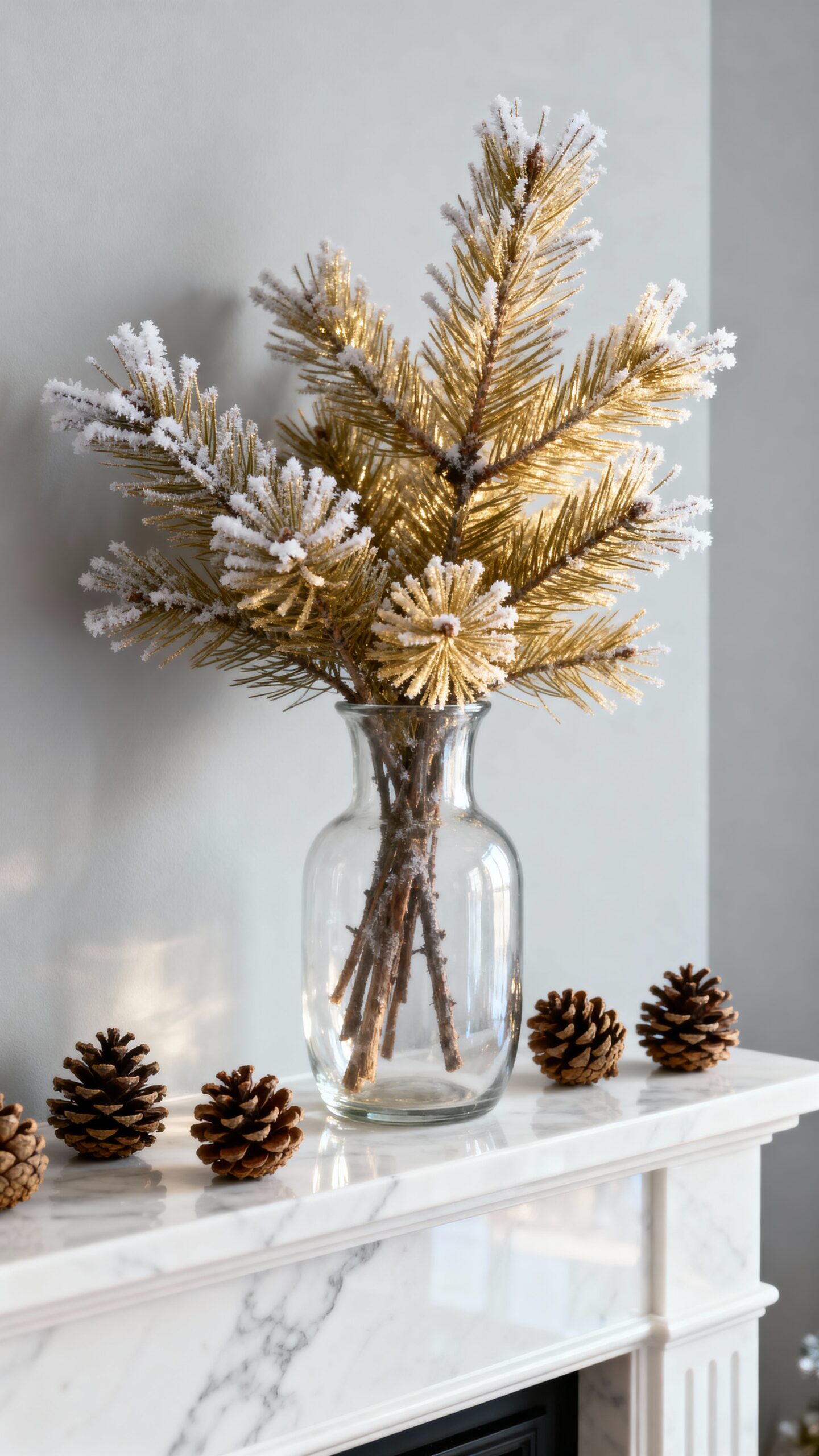 rustic natural elements decorate winter spaces