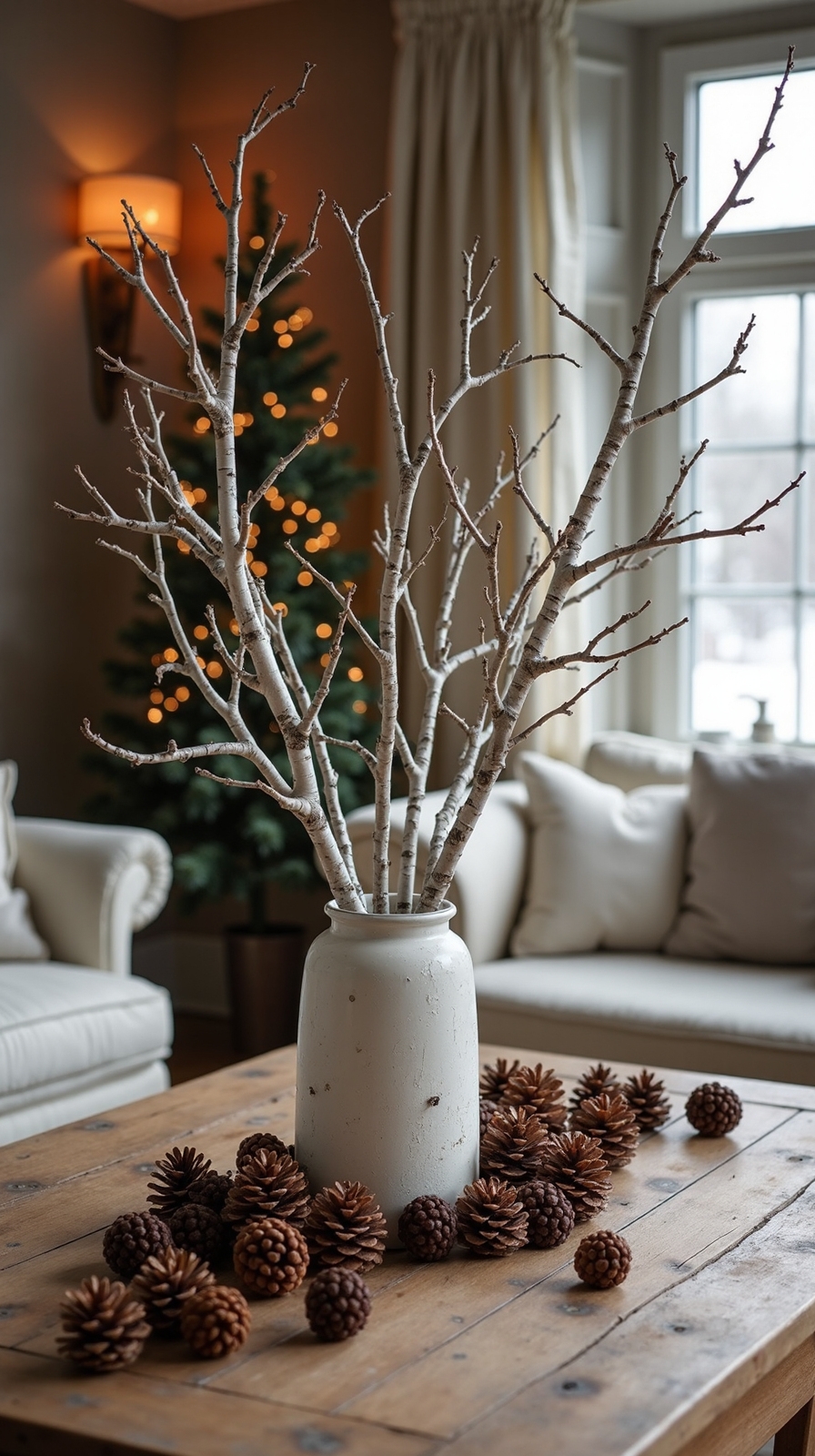 rustic natural winter centerpiece display