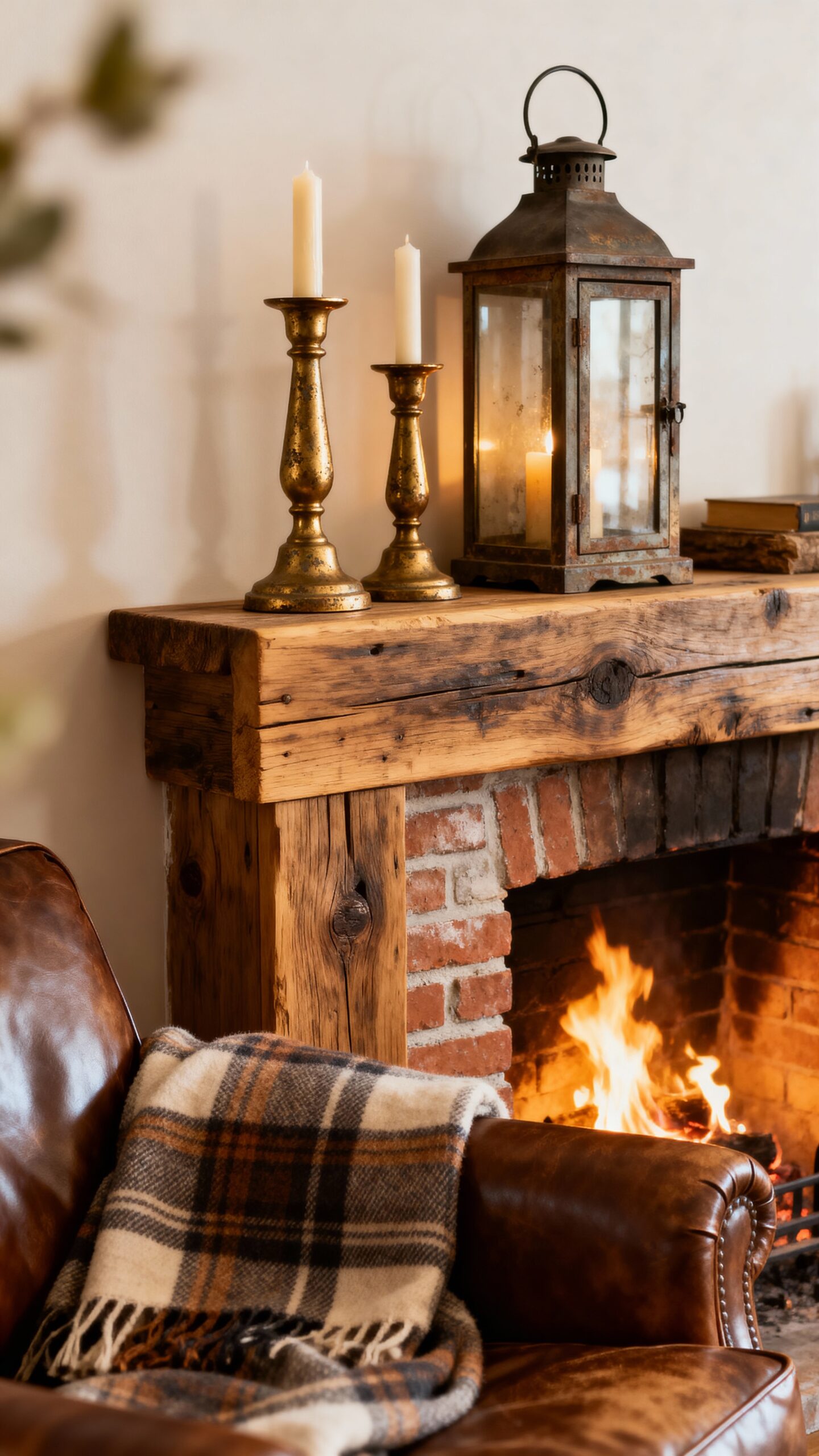 rustic weathered nostalgic fireplace focal point