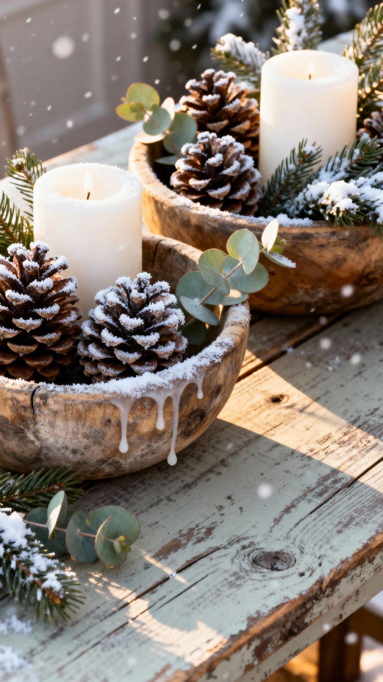 rustic winter decor bowl ideas