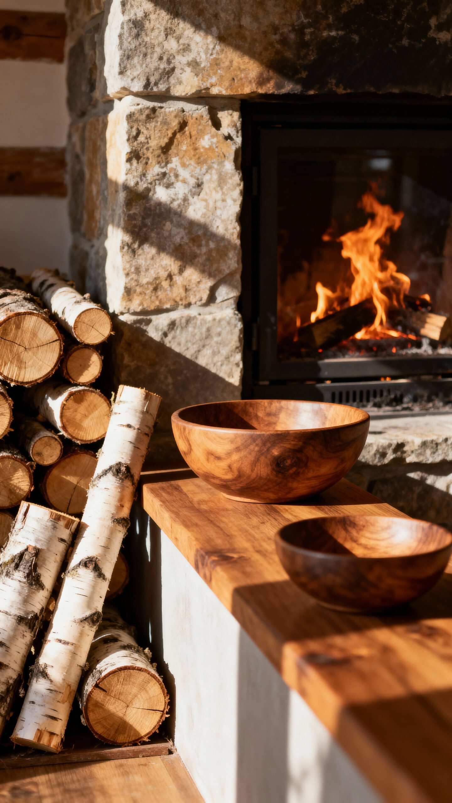 rustic wood accents create visual warmth