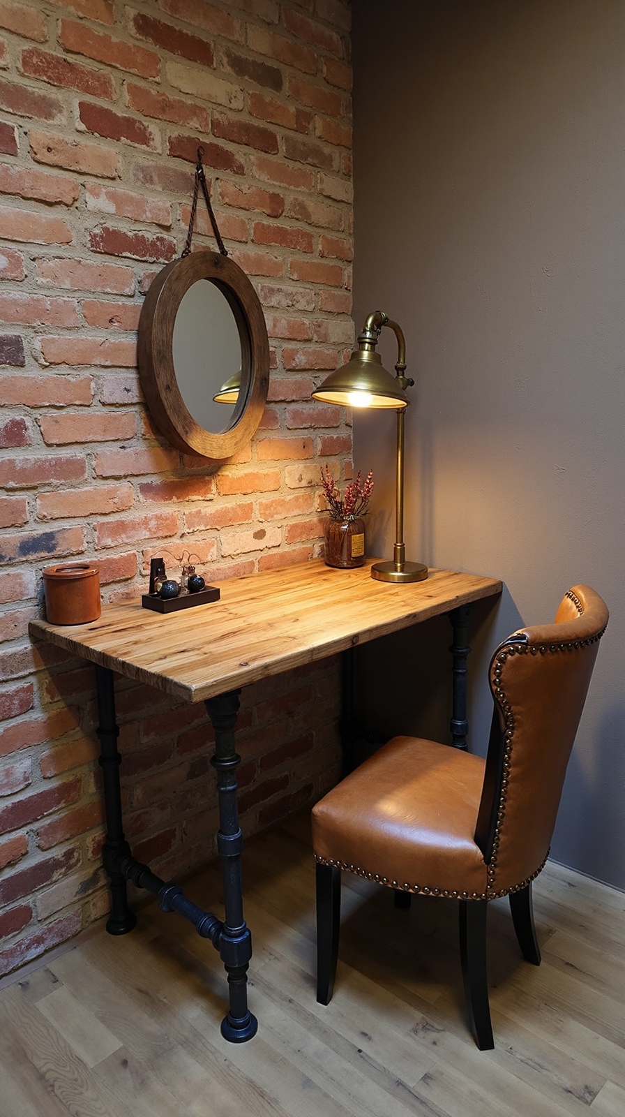 rustic wooden industrial corner desk
