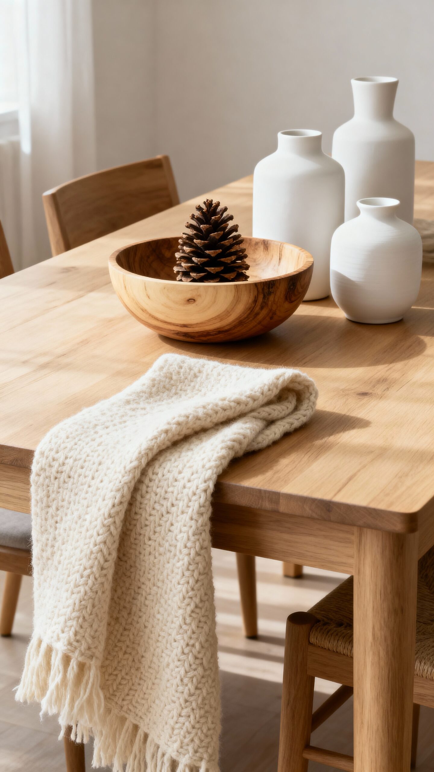 scandinavian natural wood furniture accents